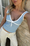 Bow Shaped Slim Knit Camisole Sleeveless Vest
