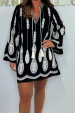 Summer Bohemian V-Neck Long Sleeved Dress