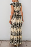 Ethnic Style V-Neck High Waisted Flying Sleeve Dress