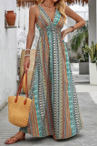 Ethnic Style Printed V-Neck Seeveless Dress