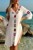 Summer Ethnic Style V-Neck Beach Slit Dress