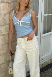 Bow Shaped Slim Knit Camisole Sleeveless Vest