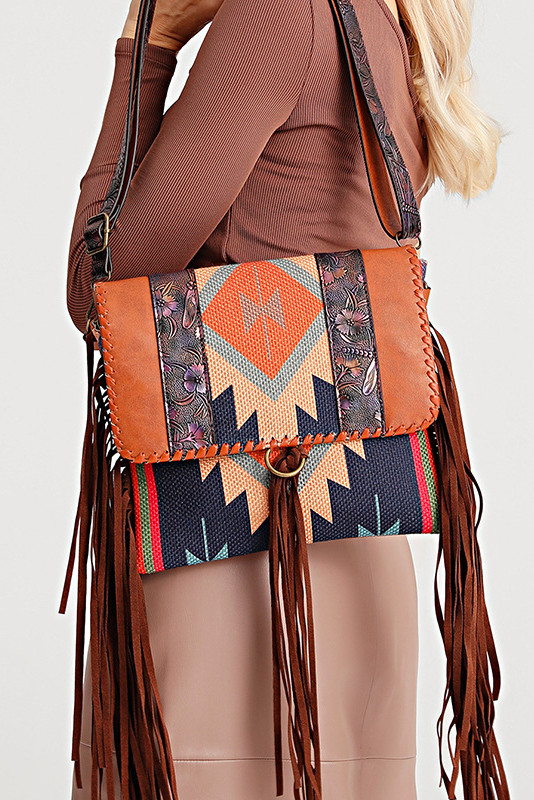 Vintage Bohemian Tassel Shoulder Cross Bag For Women