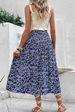 Summer Holiday Style Floral Print Split Skirt