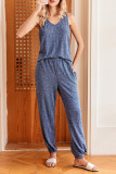 Solid Color V-Neck Vest Pants Pajamas Two-Piece Set