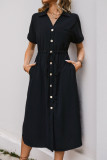 Summer Lapel Button Short Sleeved Shirt Dress