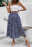 Summer Holiday Style Floral Print Split Skirt
