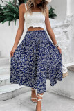 Summer Holiday Style Floral Print Split Skirt