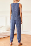 Solid Color V-Neck Vest Pants Pajamas Two-Piece Set