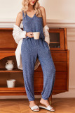 Solid Color V-Neck Vest Pants Pajamas Two-Piece Set