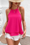 Solid Color Double-Layer Camisole Ruffled Sleeveless Vest