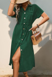Summer Lapel Button Short Sleeved Shirt Dress