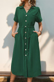 Summer Lapel Button Short Sleeved Shirt Dress