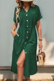 Summer Lapel Button Short Sleeved Shirt Dress