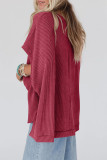Solid Color Knitted Round Neck Bat Sleeve T-Shirt