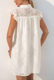 Simple White Lace Short Sleeved Dress
