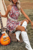 Paisley Print Neck Hanging Sleeveless Dress