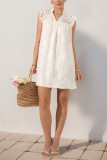 Simple White Lace Short Sleeved Dress