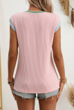 Summer Contrasting Round Neck Sleeveless Vest