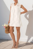 Simple White Lace Short Sleeved Dress