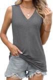 Solid Color V-Neck Loose Sleeveless Casual T-Shirt