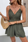 Solid Color Sleeveless Camisole V-Neck Jumpsuit Shorts