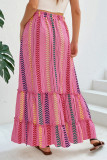 Summer Holiday Style Lace Up Striped Fringe Skirt