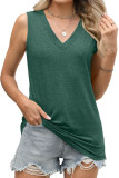 Solid Color V-Neck Loose Sleeveless Casual T-Shirt