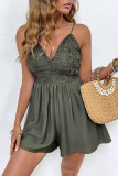 Solid Color Sleeveless Camisole V-Neck Jumpsuit Shorts