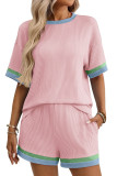 Dopamine Round Neck Short Sleeved Shorts Two-Piece Set