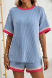 Dopamine Round Neck Short Sleeved Shorts Two-Piece Set