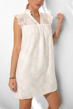 Simple White Lace Short Sleeved Dress