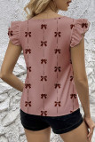 Summer V-Neck Short Sleeved Bow Printed Shirt