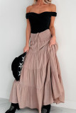 Summer Bohemian High Waisted Solid Color Skirt