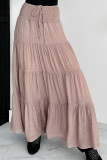 Summer Bohemian High Waisted Solid Color Skirt