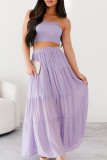 Summer High Waisted Solid Color Pleated Skirt