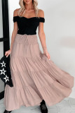 Summer Bohemian High Waisted Solid Color Skirt