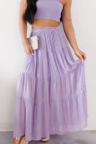 Summer High Waisted Solid Color Pleated Skirt