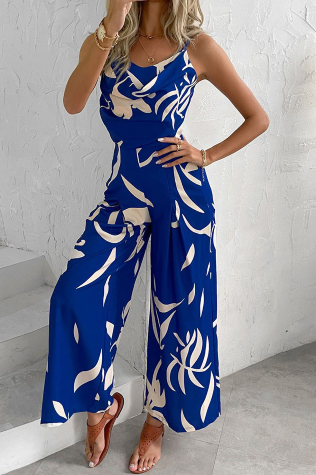 Summer Printed Sleeveless Camisole Jumpsuit