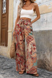 Summer Bohemian Lace Up Printed Pants