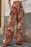 Summer Bohemian Lace Up Printed Pants