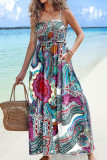 Printed Camisole Backless Sleeveless Dress