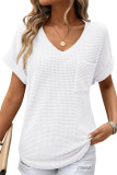 V-Neck Summer Waffle Pocket Short Sleeved T-Shirt