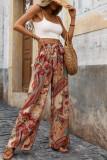 Summer Bohemian Lace Up Printed Pants