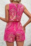 V-Neck Printed Sleeveless Casual Jumpsuit