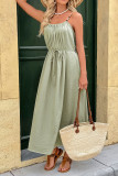 Solid Color Pleated Sleeveless Camisole Dress