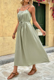 Solid Color Pleated Sleeveless Camisole Dress