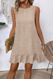 Summer Solid Color Ruffled Seeveless Dress