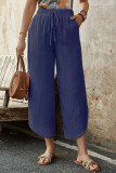 Summer Cotton Linen Drawstring Cropped Pants