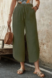 Summer Cotton Linen Drawstring Cropped Pants
